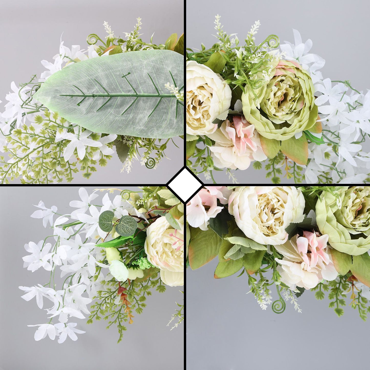 Spring Door Wreath Hanging Decorative Lintel Wreath Artificial Peony Flower Swag for Wedding Arch V1294-YM0523-220224XY01-4