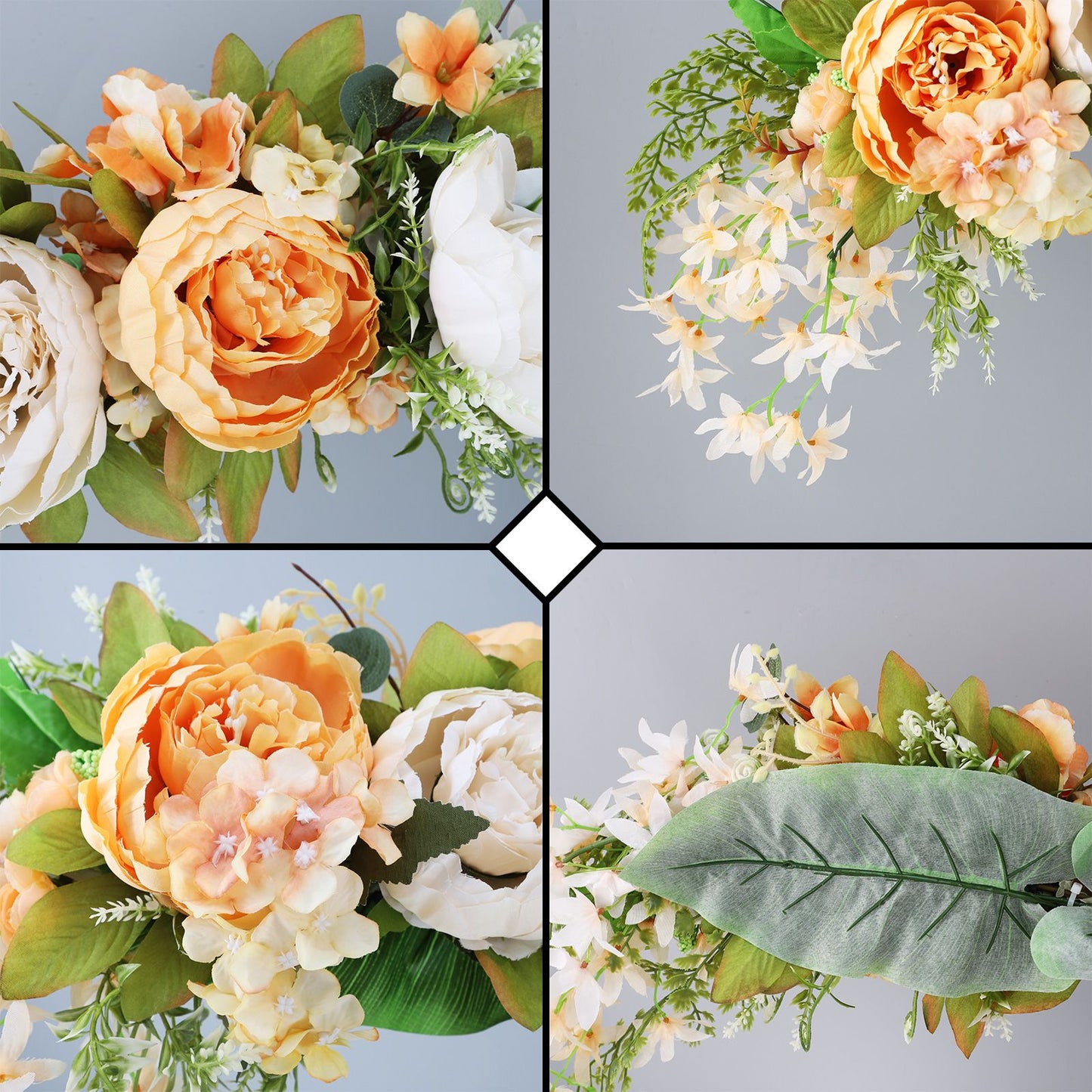 Spring Door Wreath Hanging Decorative Lintel Wreath Artificial Peony Flower Swag for Wedding Arch V1294-YM0523-220224XY01-4