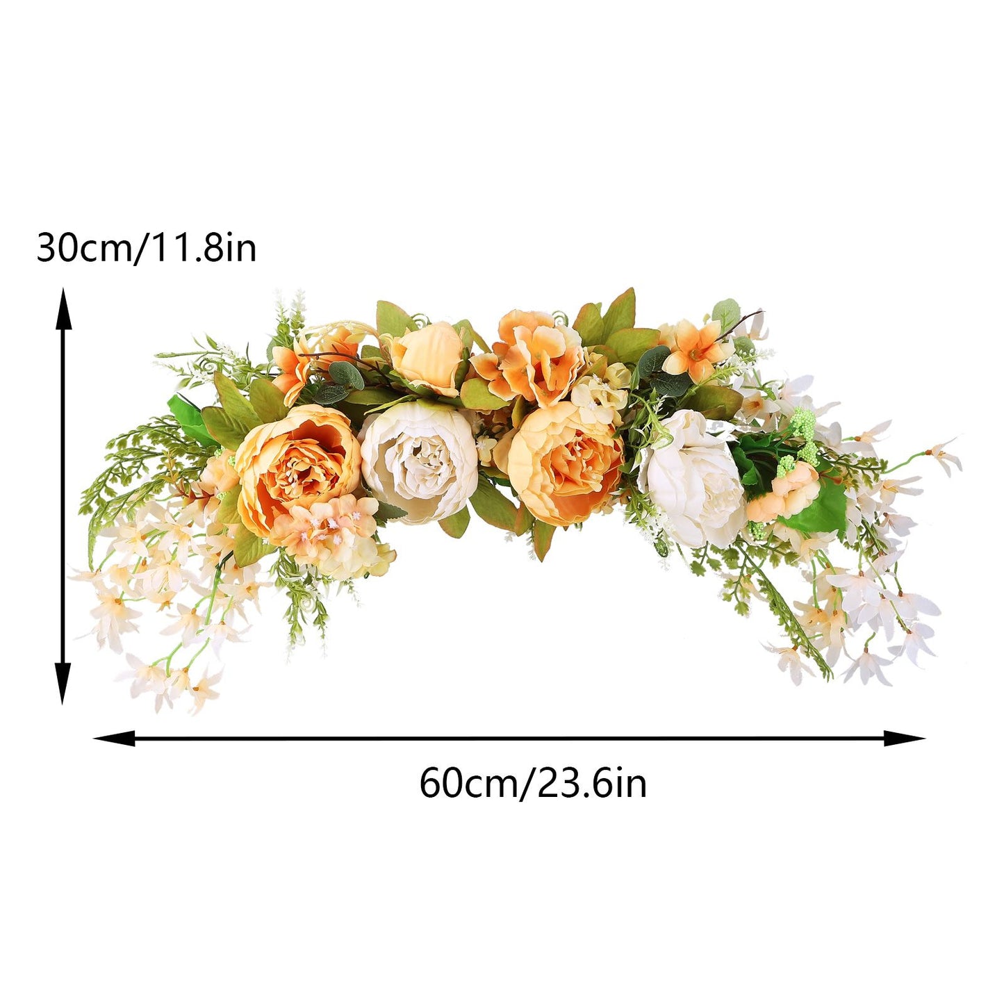 Spring Door Wreath Hanging Decorative Lintel Wreath Artificial Peony Flower Swag for Wedding Arch V1294-YM0523-220224XY01-4