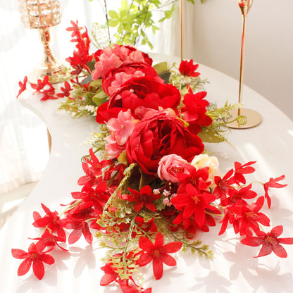 Spring Door Wreath Hanging Decorative Lintel Wreath Artificial Peony Flower Swag for Wedding Arch V1294-YM0523-220224XY01-4