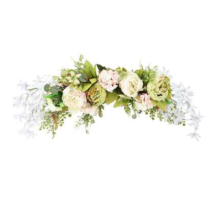 Spring Door Wreath Hanging Decorative Lintel Wreath Artificial Peony Flower Swag for Wedding Arch V1294-YM0523-220224XY01-5
