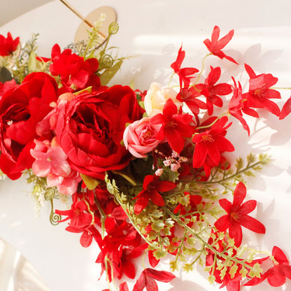 Spring Door Wreath Hanging Decorative Lintel Wreath Artificial Peony Flower Swag for Wedding Arch V1294-YM0523-220224XY01-5