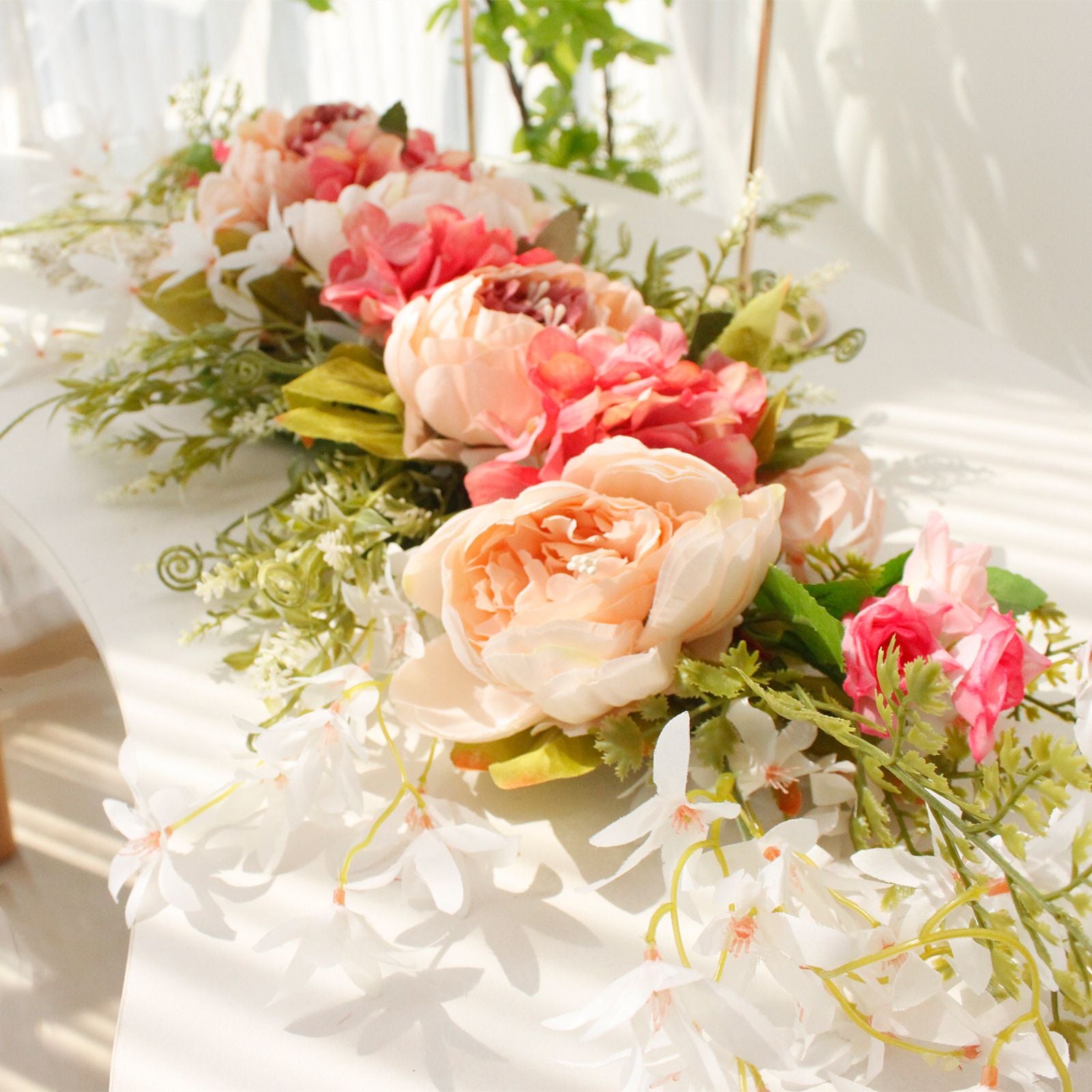 Spring Door Wreath Hanging Decorative Lintel Wreath Artificial Peony Flower Swag for Wedding Arch V1294-YM0523-220224XY01-5