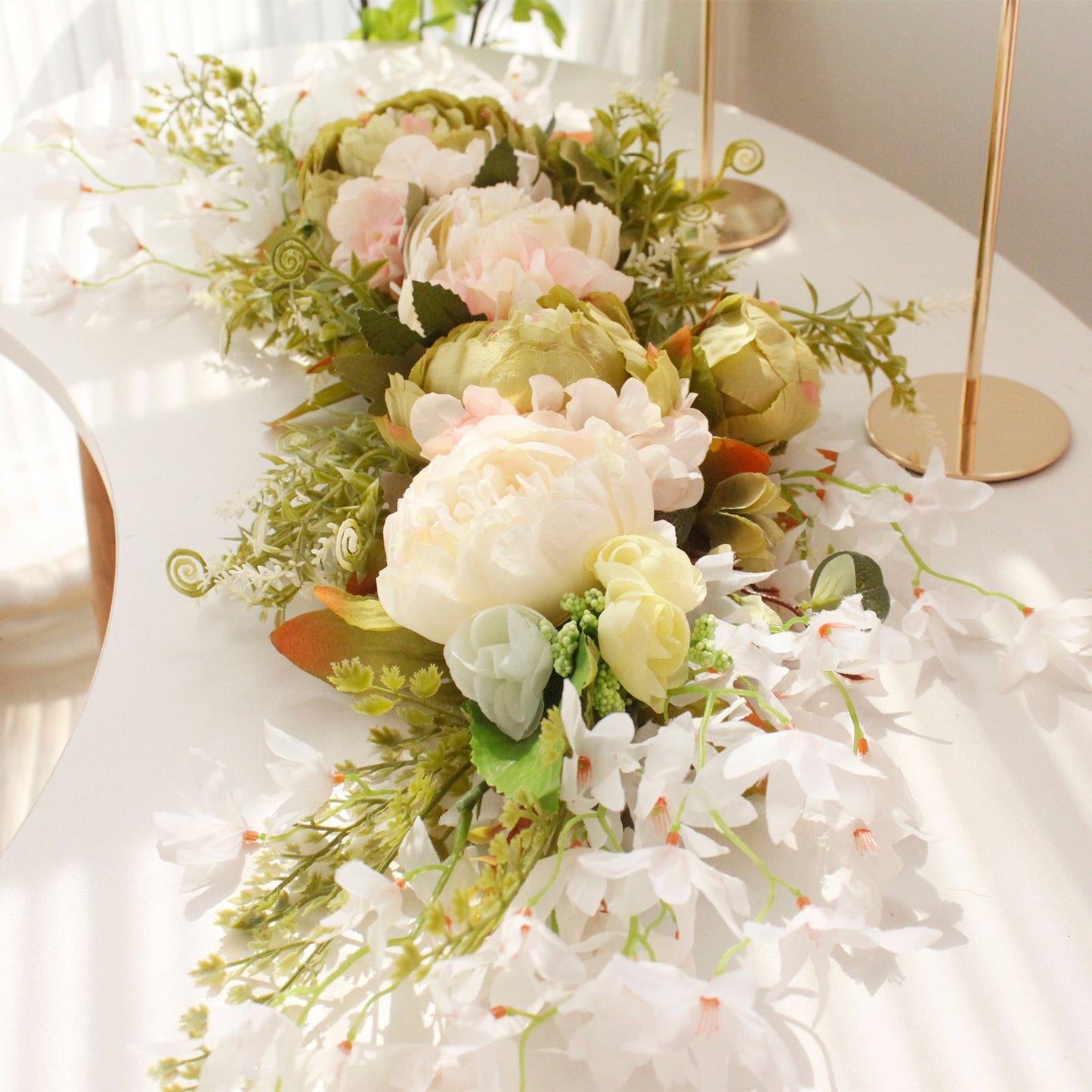 Spring Door Wreath Hanging Decorative Lintel Wreath Artificial Peony Flower Swag for Wedding Arch V1294-YM0523-220224XY01-5