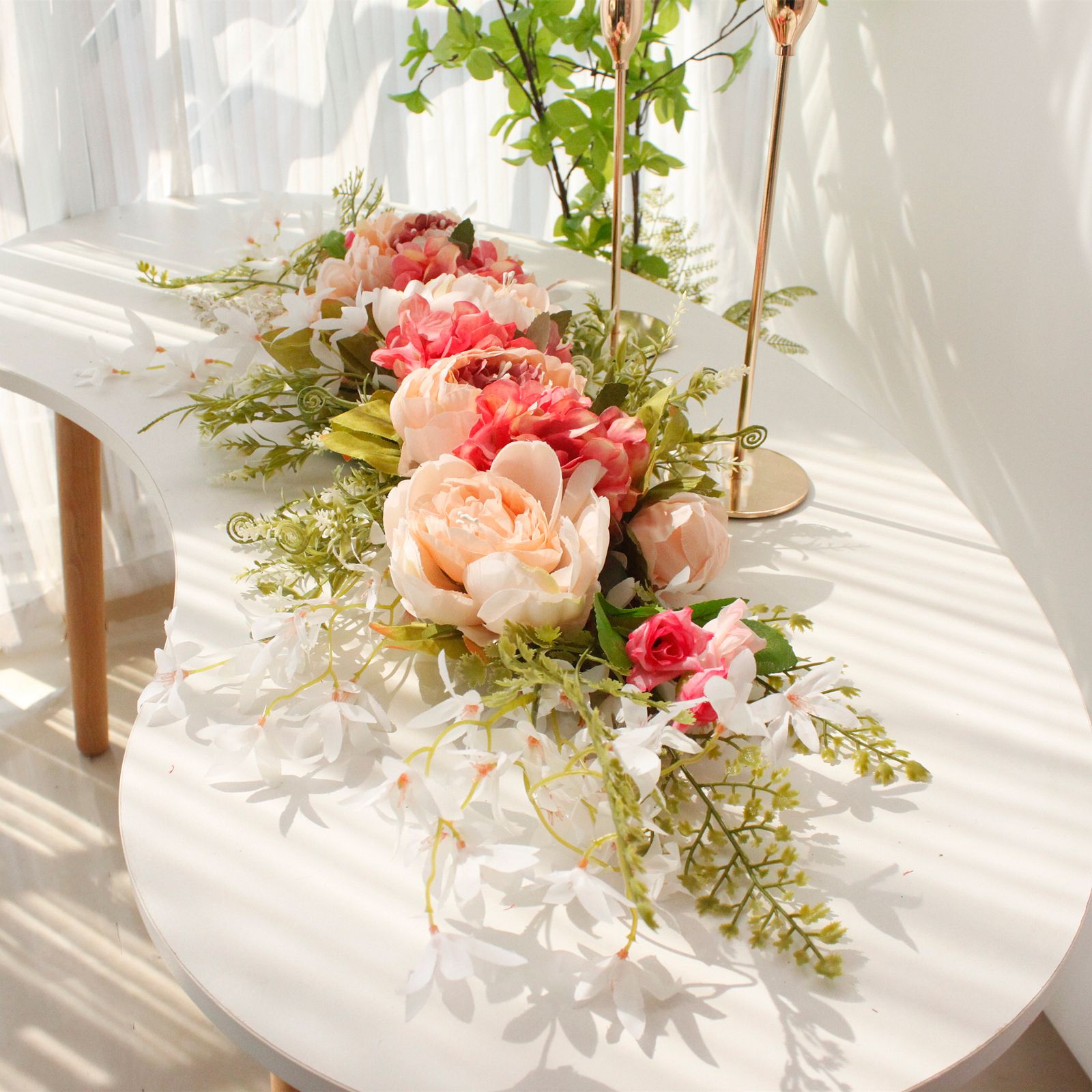 Spring Door Wreath Hanging Decorative Lintel Wreath Artificial Peony Flower Swag for Wedding Arch V1294-YM0523-220224XY01-5