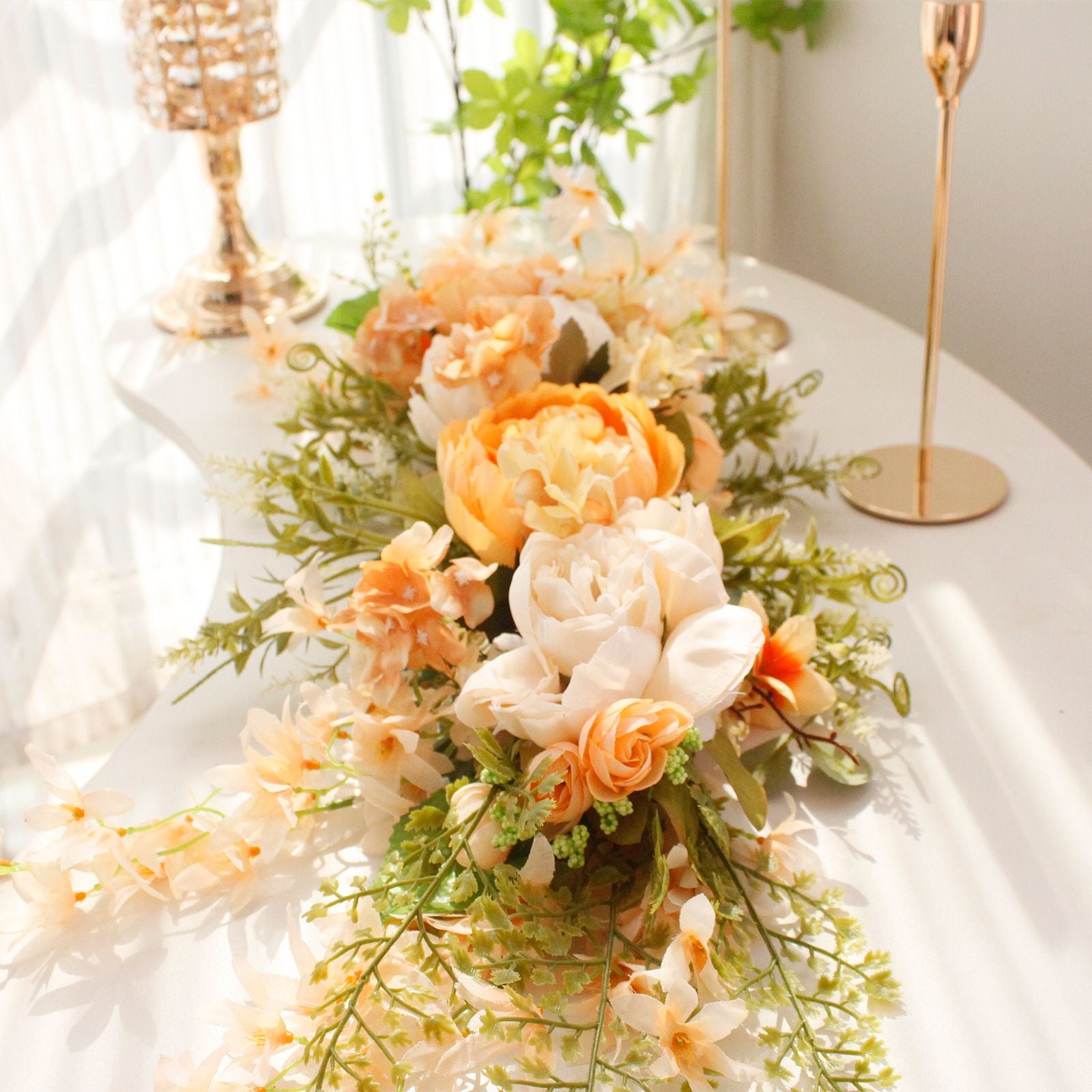 Spring Door Wreath Hanging Decorative Lintel Wreath Artificial Peony Flower Swag for Wedding Arch V1294-YM0523-220224XY01-5