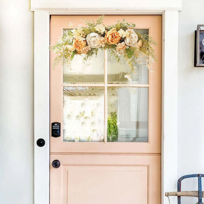 Spring Door Wreath Hanging Decorative Lintel Wreath Artificial Peony Flower Swag for Wedding Arch V1294-YM0523-220224XY01-5