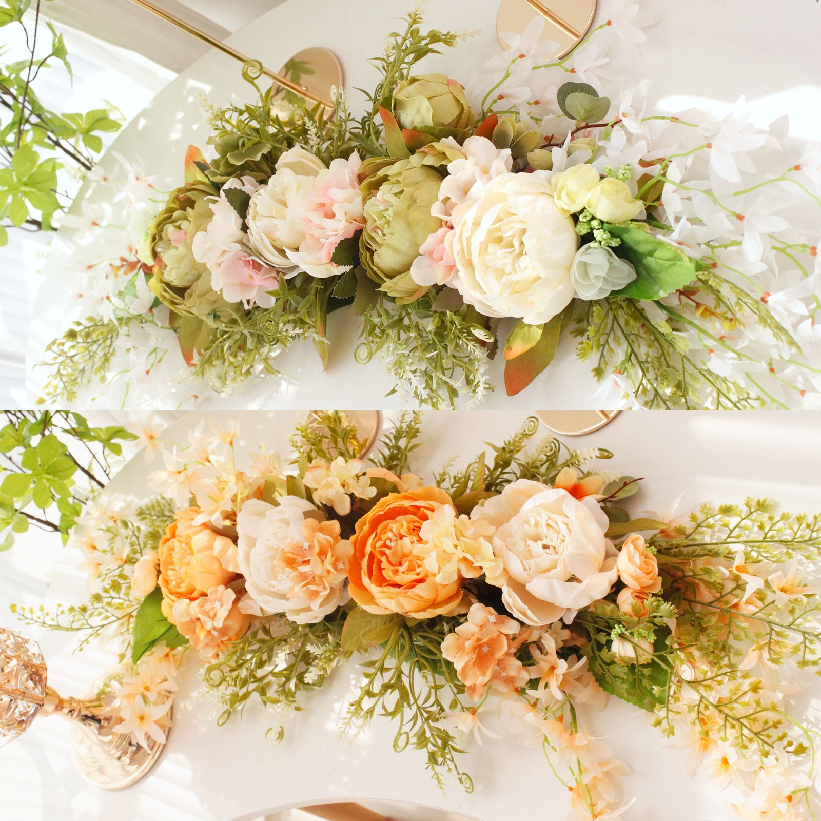 Spring Door Wreath Hanging Decorative Lintel Wreath Artificial Peony Flower Swag for Wedding Arch V1294-YM0523-220224XY01-5