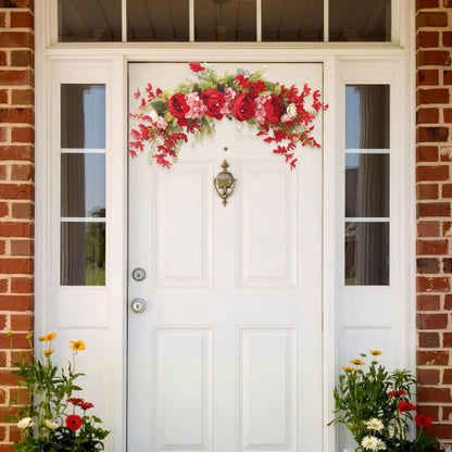 Spring Door Wreath Hanging Decorative Lintel Wreath Artificial Peony Flower Swag for Wedding Arch V1294-YM0523-220224XY01-5