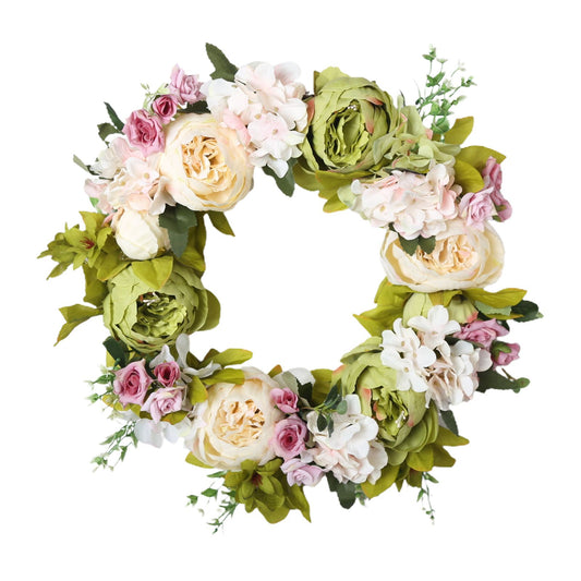 Christmas Wreath Handcraft Peony Wreath Artificial Spring Garland Wreath for Door Wall Wedding Party Home V1294-YM0523-220225XU01-1