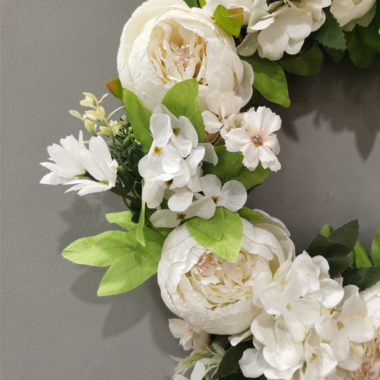 Christmas Wreath Handcraft Peony Wreath Artificial Spring Garland Wreath for Door Wall Wedding Party Home V1294-YM0523-220225XU01-1