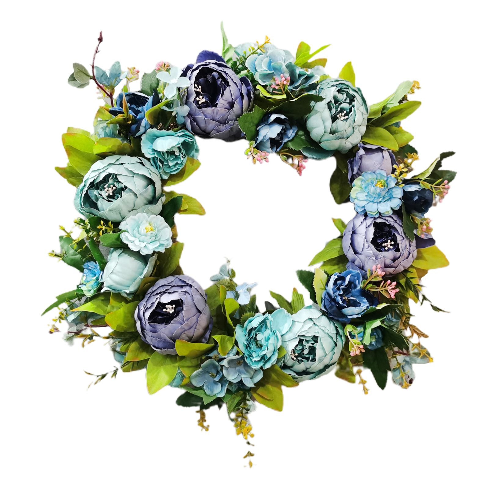 Christmas Wreath Handcraft Peony Wreath Artificial Spring Garland Wreath for Door Wall Wedding Party Home V1294-YM0523-220225XU01-2