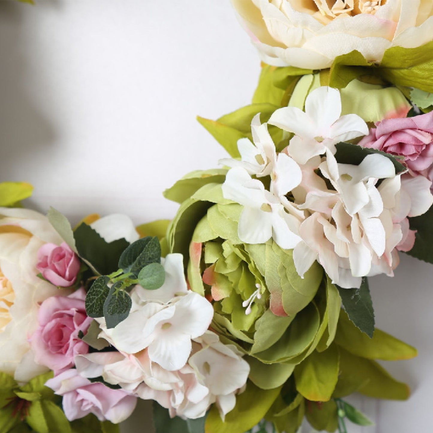 Christmas Wreath Handcraft Peony Wreath Artificial Spring Garland Wreath for Door Wall Wedding Party Home V1294-YM0523-220225XU01-2