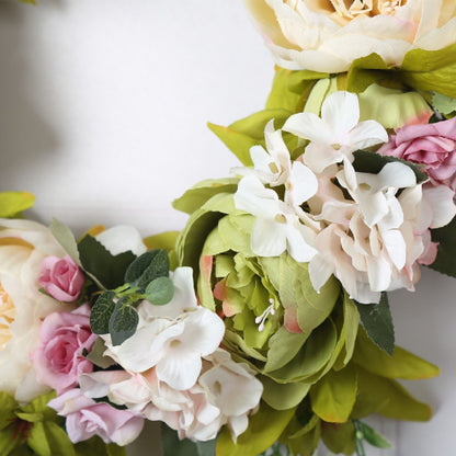 Christmas Wreath Handcraft Peony Wreath Artificial Spring Garland Wreath for Door Wall Wedding Party Home V1294-YM0523-220225XU01-2