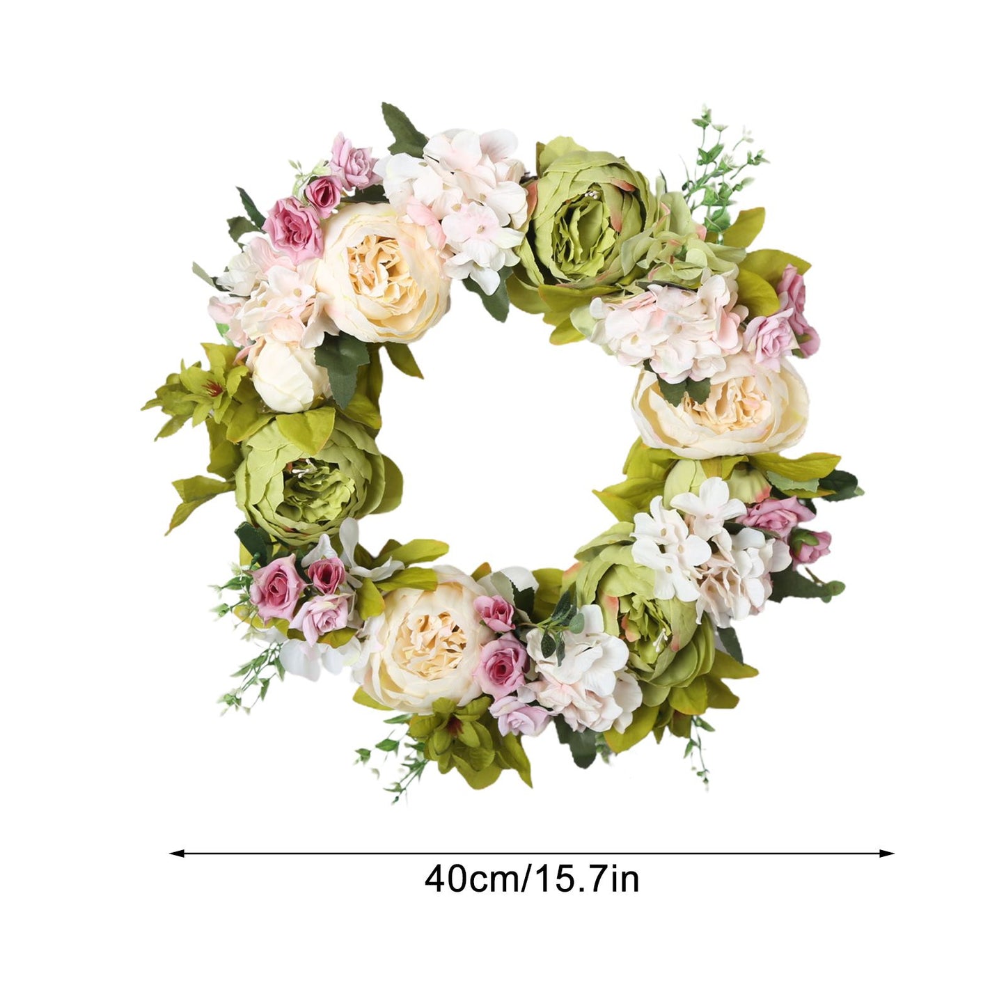 Christmas Wreath Handcraft Peony Wreath Artificial Spring Garland Wreath for Door Wall Wedding Party Home V1294-YM0523-220225XU01-2
