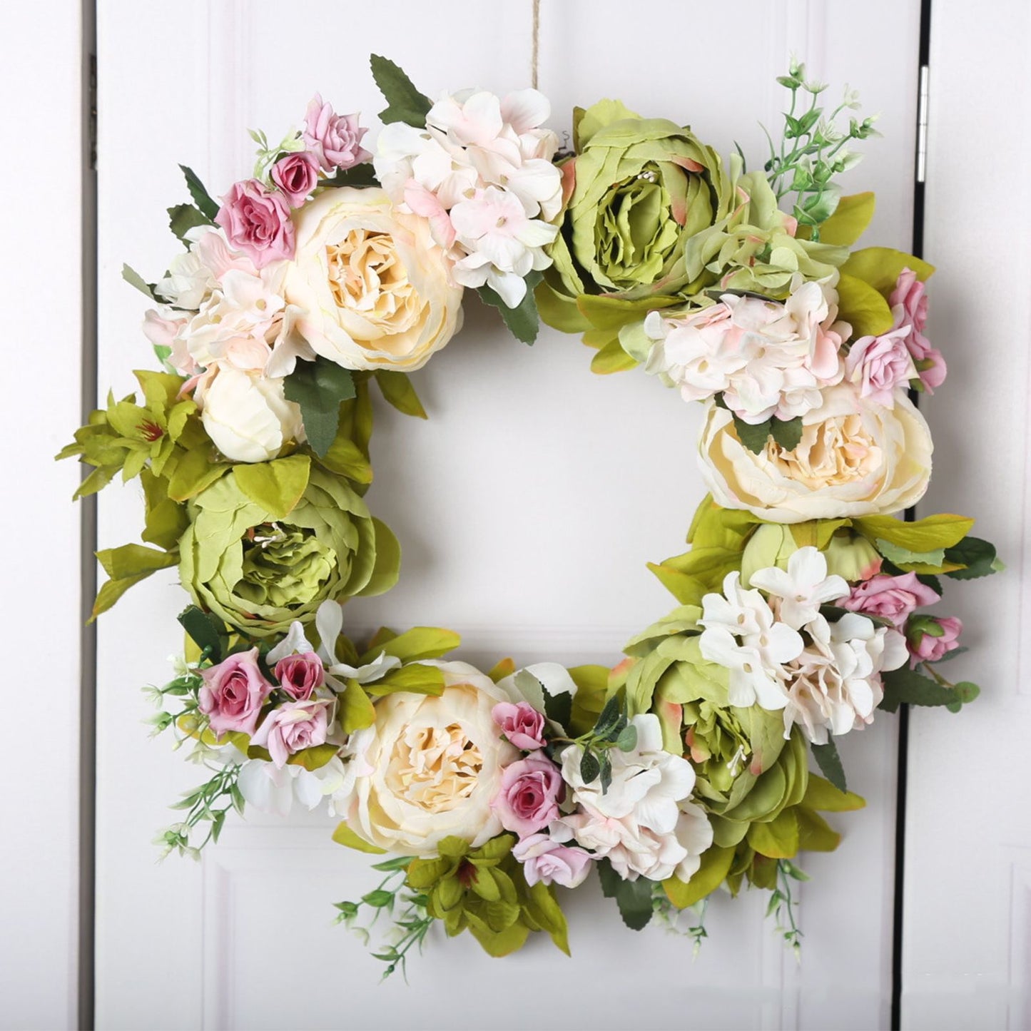 Christmas Wreath Handcraft Peony Wreath Artificial Spring Garland Wreath for Door Wall Wedding Party Home V1294-YM0523-220225XU01-2
