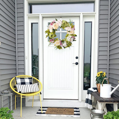 Christmas Wreath Handcraft Peony Wreath Artificial Spring Garland Wreath for Door Wall Wedding Party Home V1294-YM0523-220225XU01-2