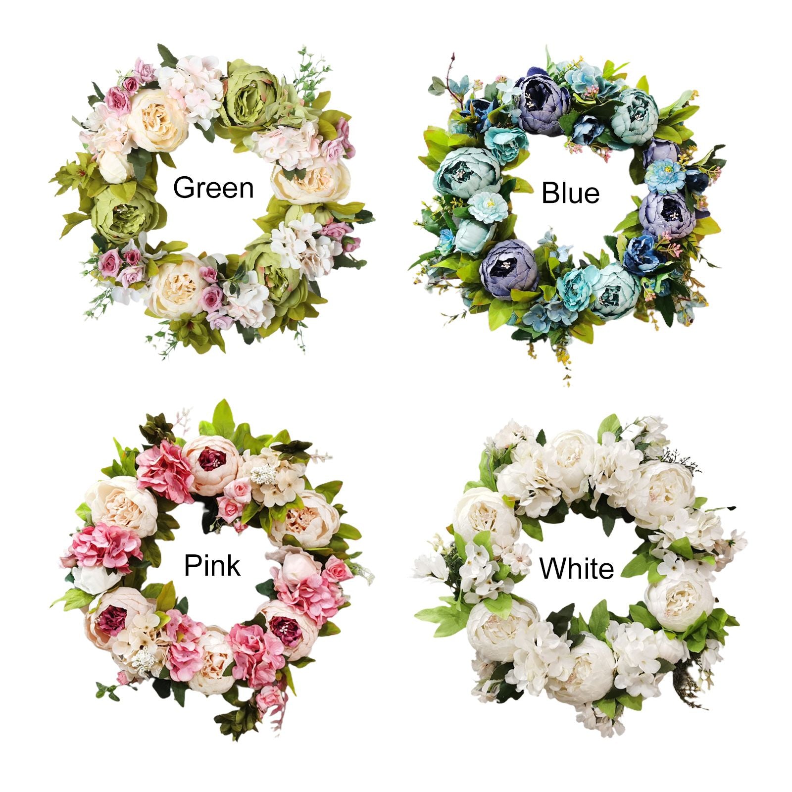 Christmas Wreath Handcraft Peony Wreath Artificial Spring Garland Wreath for Door Wall Wedding Party Home V1294-YM0523-220225XU01-2