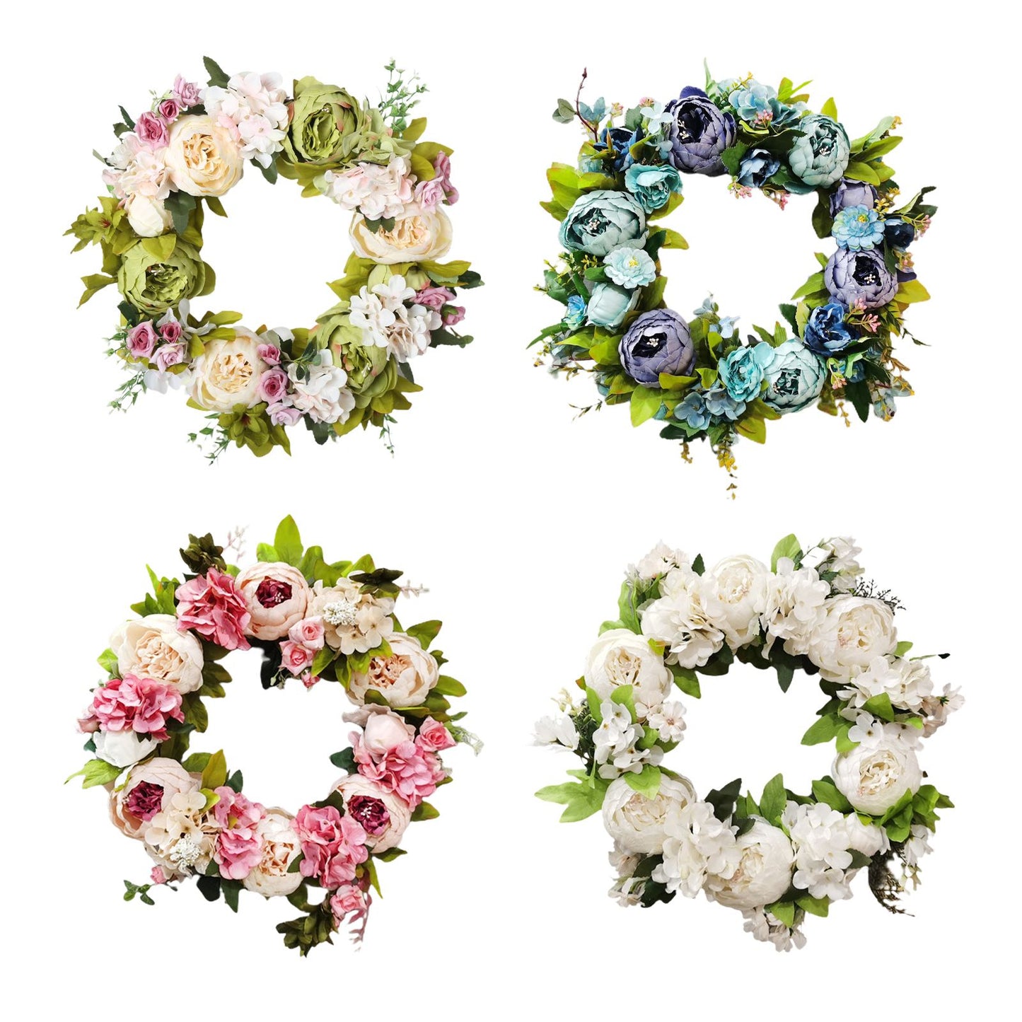 Christmas Wreath Handcraft Peony Wreath Artificial Spring Garland Wreath for Door Wall Wedding Party Home V1294-YM0523-220225XU01-2