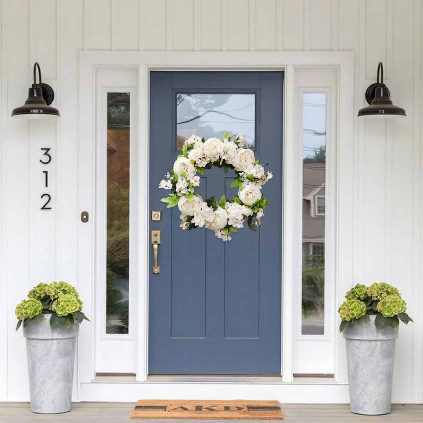 Artificial Peony Wreath Rattan Silk Cloth Simulation Decorative Front Door Wreath for Indoor Outdoor V1294-YM0523-220225XU01-3