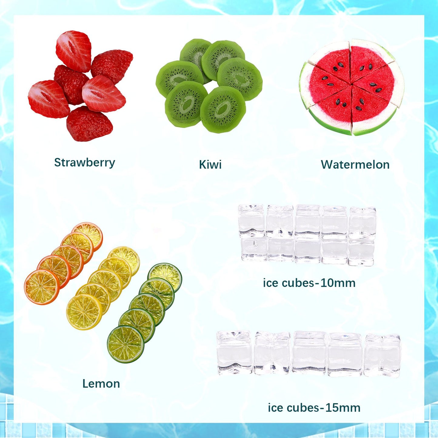Simulated Fruit Slices Strawberry Kiwi Watermelon Slices Simulated Ice Cubes Fruit Display V1294-YM0523-220303CY10-2