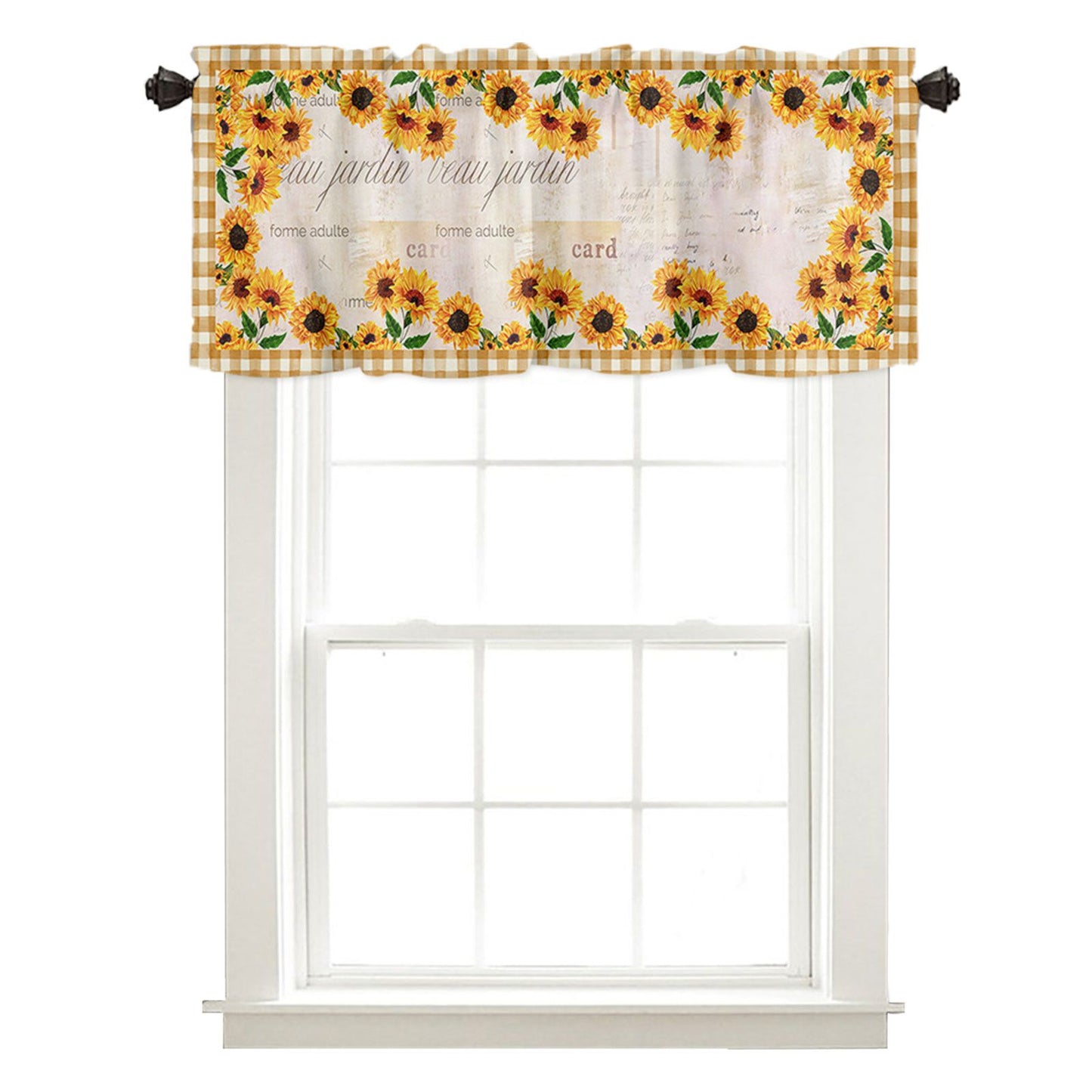 Sunflower Patterned Short Curtains Window Valance V1294-YM0523-220308WQ01-2
