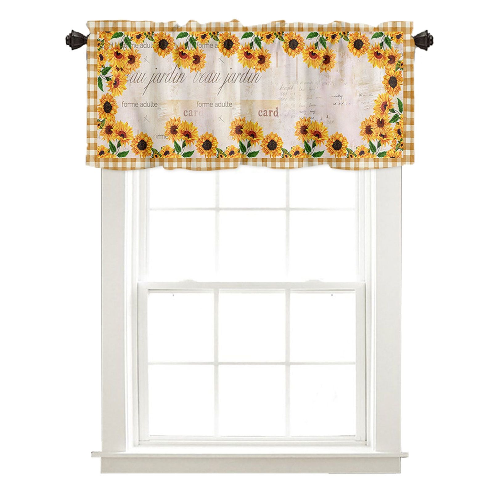 Sunflower Patterned Short Curtains Window Valance V1294-YM0523-220308WQ01-2