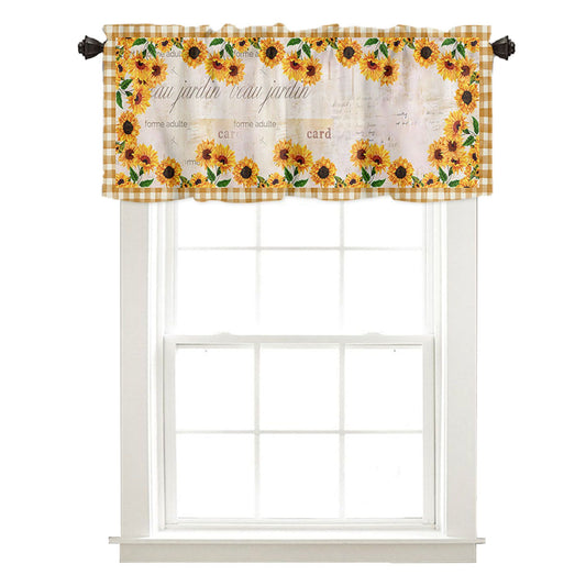 Sunflower Patterned Short Curtains Window Valance V1294-YM0523-220308WQ01-2