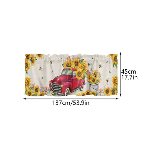 Sunflower Patterned Short Curtains Window Valance V1294-YM0523-220308WQ01-2