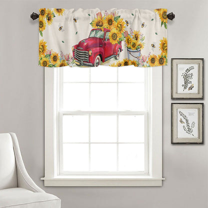 Sunflower Patterned Short Curtains Window Valance V1294-YM0523-220308WQ01-2