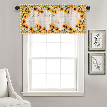 Sunflower Patterned Short Curtains Window Valance V1294-YM0523-220308WQ01-2