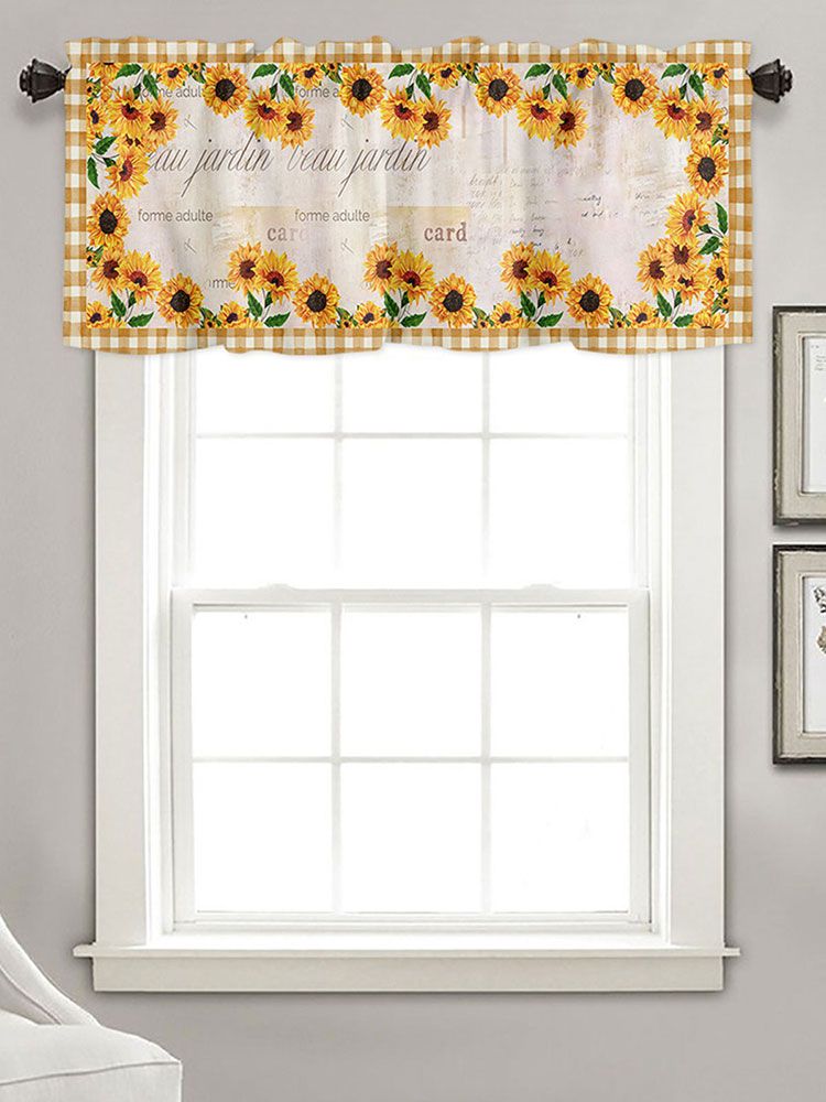 Sunflower Patterned Short Curtains Window Valance V1294-YM0523-220308WQ01-2