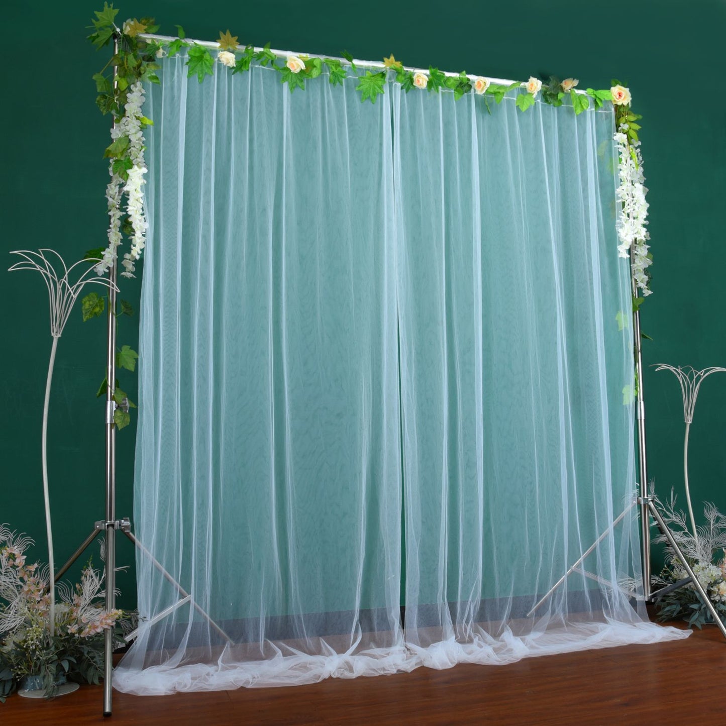 Wedding Party Window Screen Decoration Bedroom Outdoor Semi Transparent Mesh Curtains V1294-YM0523-220322QY03-1
