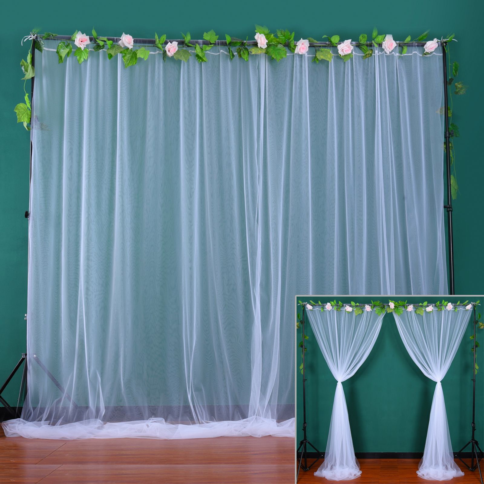 Wedding Party Window Screen Decoration Bedroom Outdoor Semi Transparent Mesh Curtains V1294-YM0523-220322QY03-1