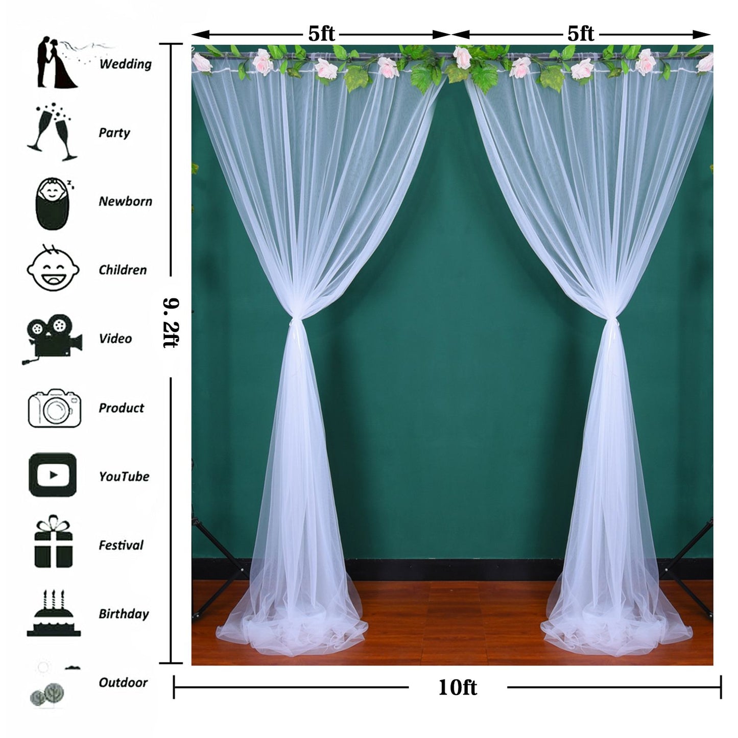 Wedding Party Window Screen Decoration Bedroom Outdoor Semi Transparent Mesh Curtains V1294-YM0523-220322QY03-1