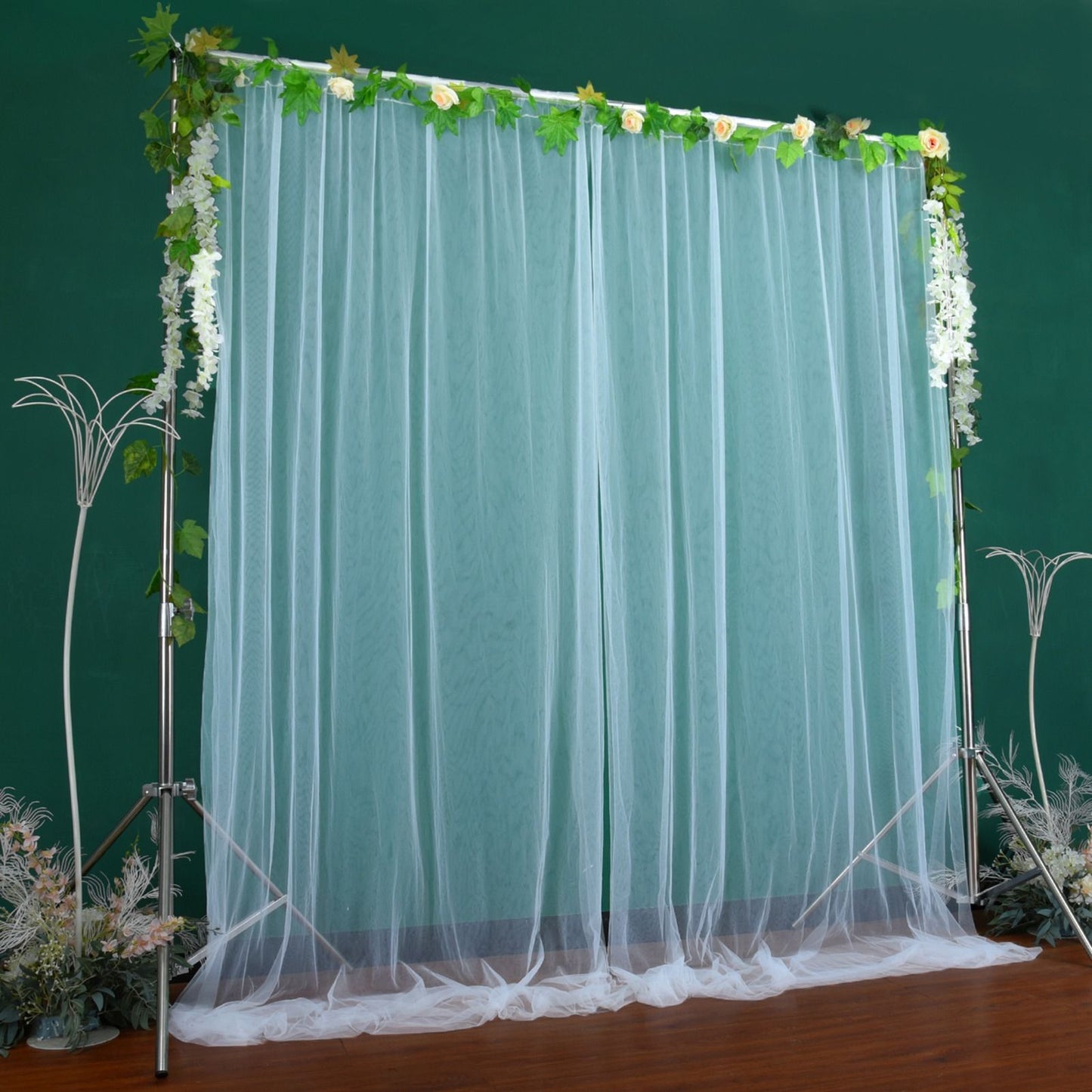 Wedding Party Window Screen Decoration Bedroom Outdoor Semi Transparent Mesh Curtains V1294-YM0523-220322QY03-2