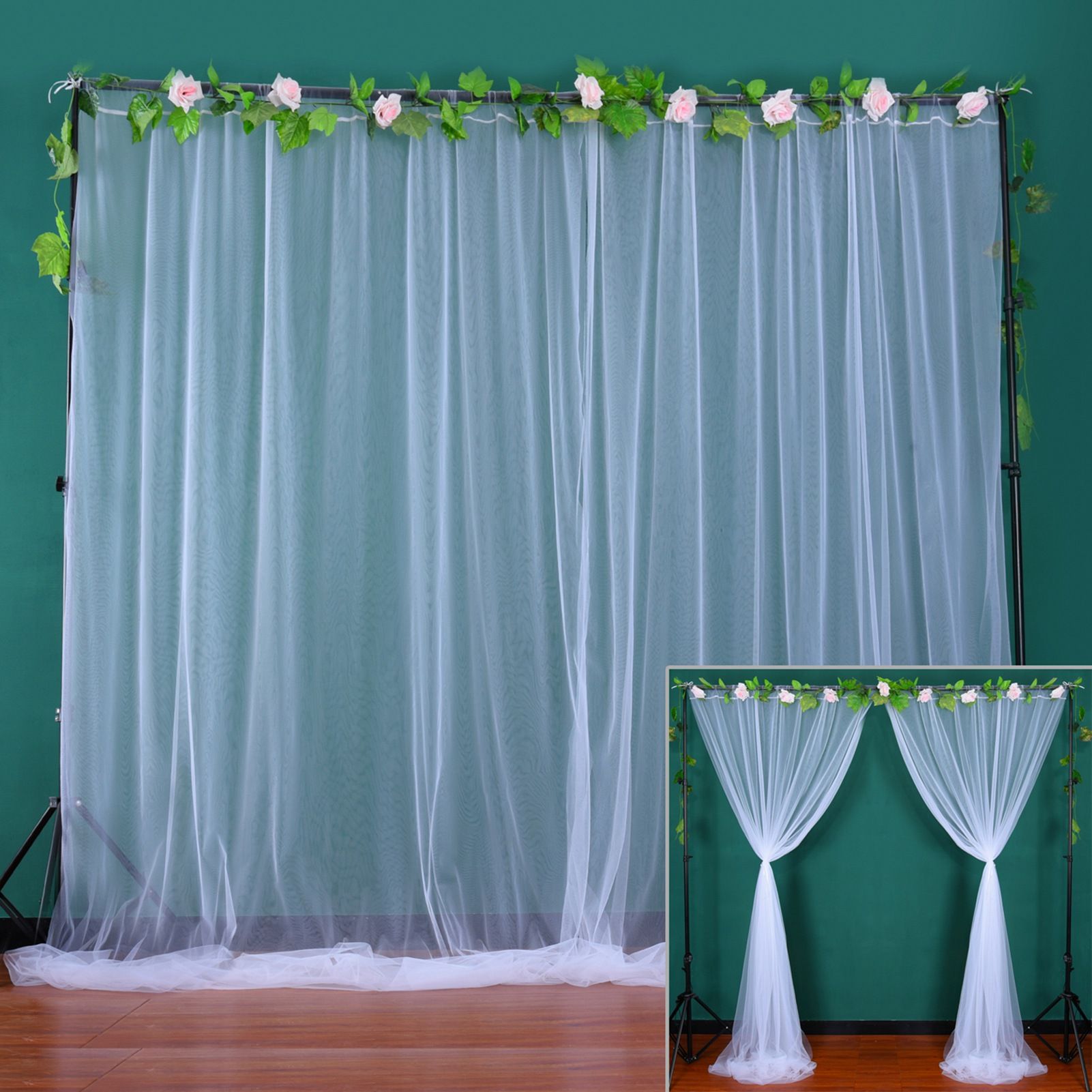 Wedding Party Window Screen Decoration Bedroom Outdoor Semi Transparent Mesh Curtains V1294-YM0523-220322QY03-2