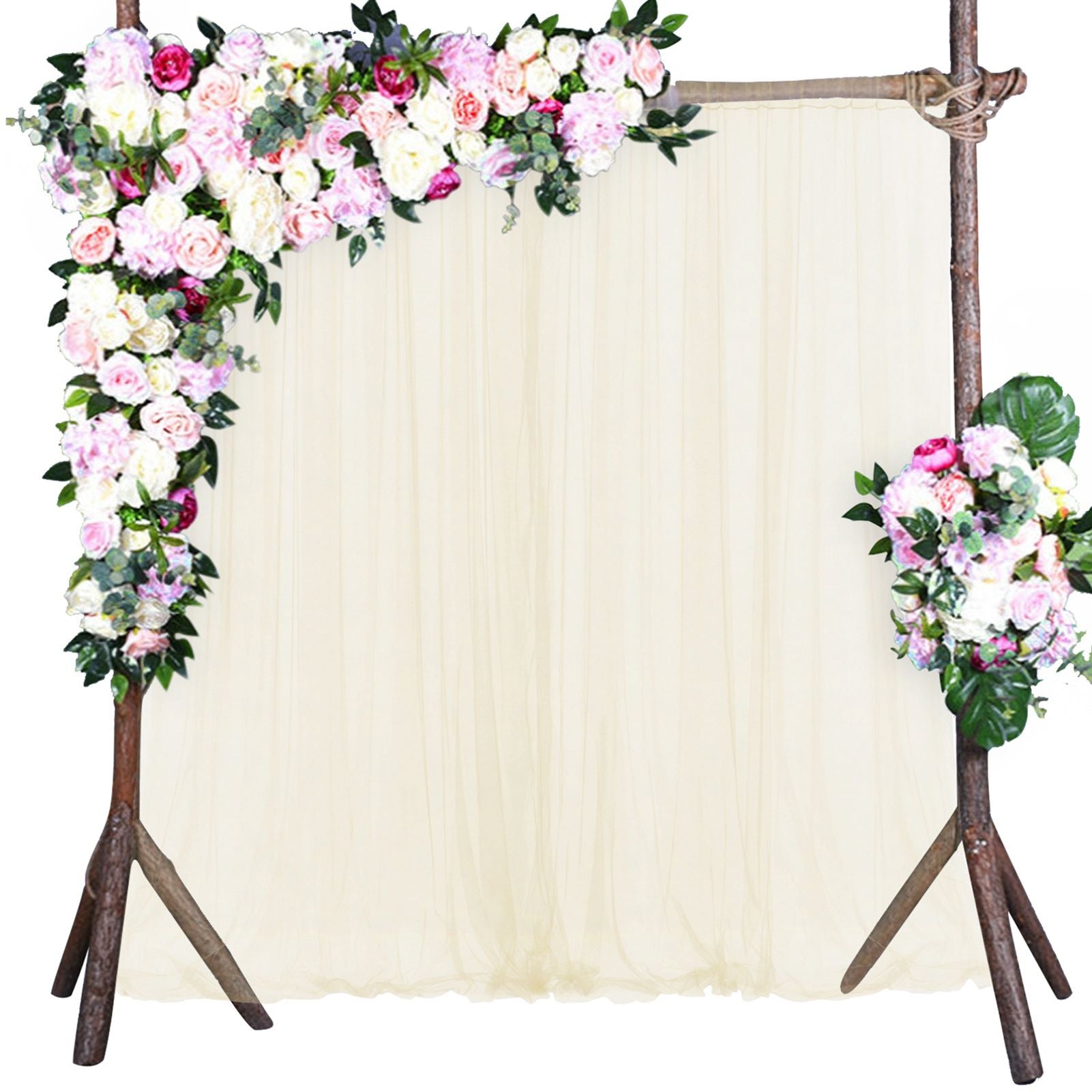 Wedding Party Window Screen Decoration Bedroom Outdoor Semi Transparent Mesh Curtains V1294-YM0523-220322QY03-2