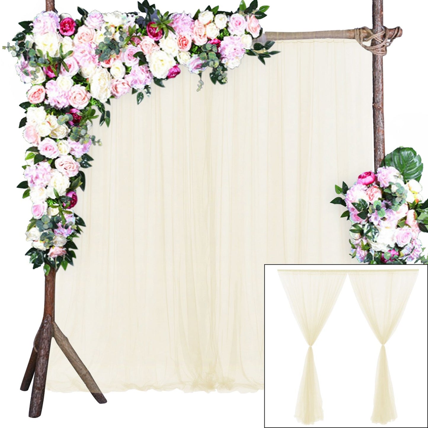 Wedding Party Window Screen Decoration Bedroom Outdoor Semi Transparent Mesh Curtains V1294-YM0523-220322QY03-2