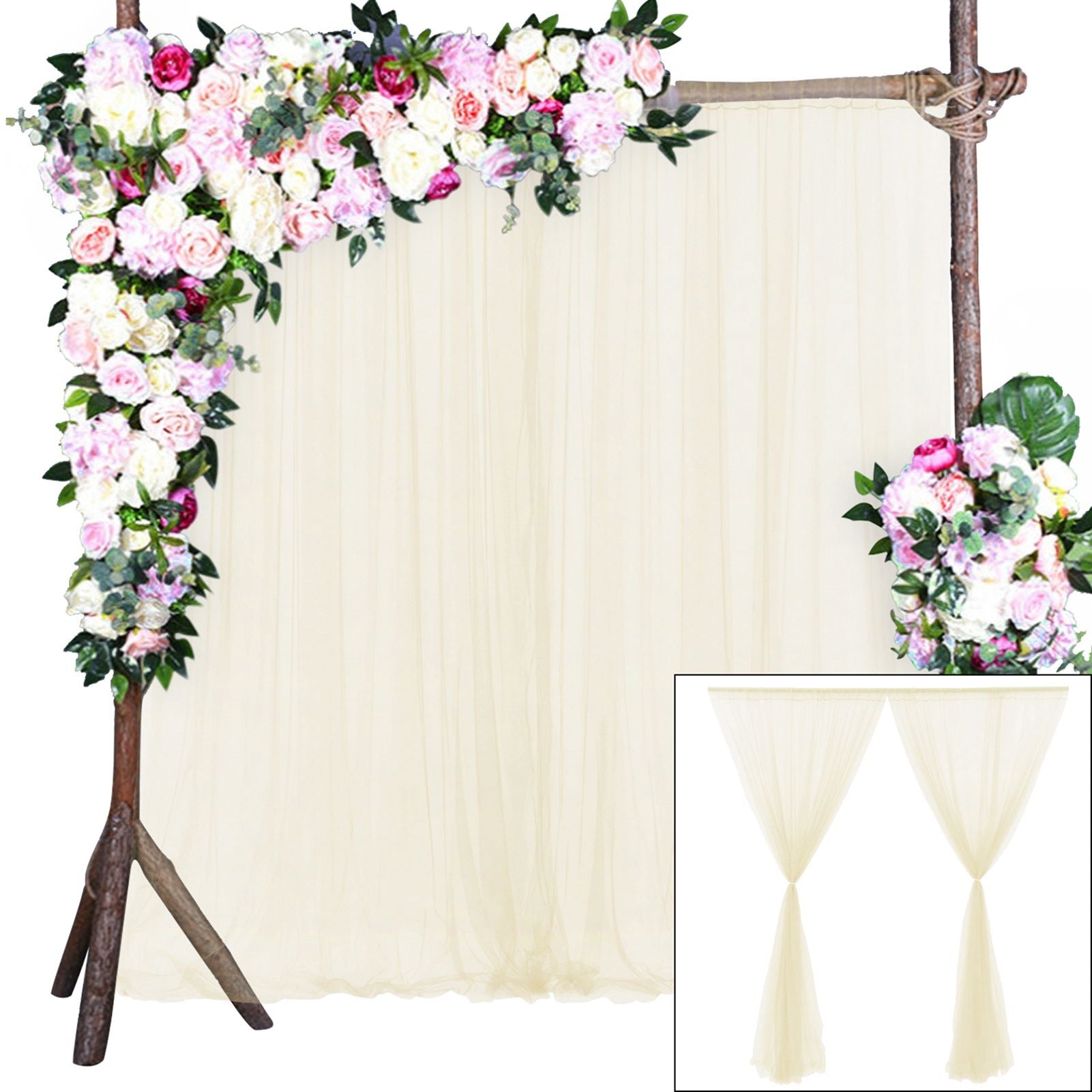 Wedding Party Window Screen Decoration Bedroom Outdoor Semi Transparent Mesh Curtains V1294-YM0523-220322QY03-2
