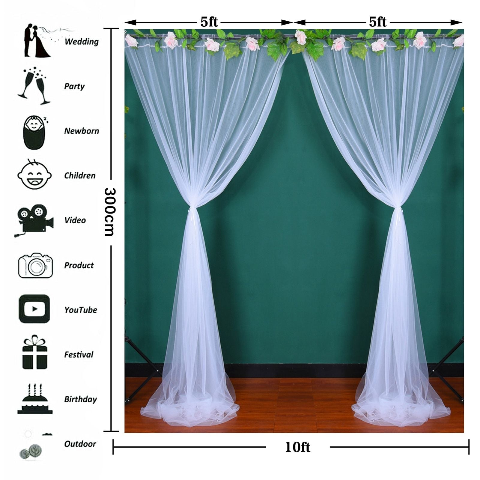Wedding Party Window Screen Decoration Bedroom Outdoor Semi Transparent Mesh Curtains V1294-YM0523-220322QY03-2