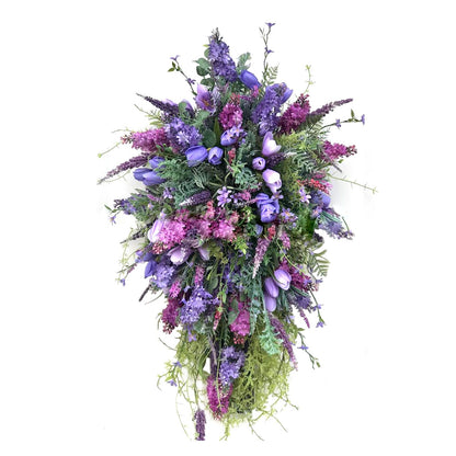 Artificial Flower Wreath Wreath with Lilacs Hyacinths Hydrangeas Spring Summer Floral Greenery Wreath A Small V1294-YM0523-220323DY02-1