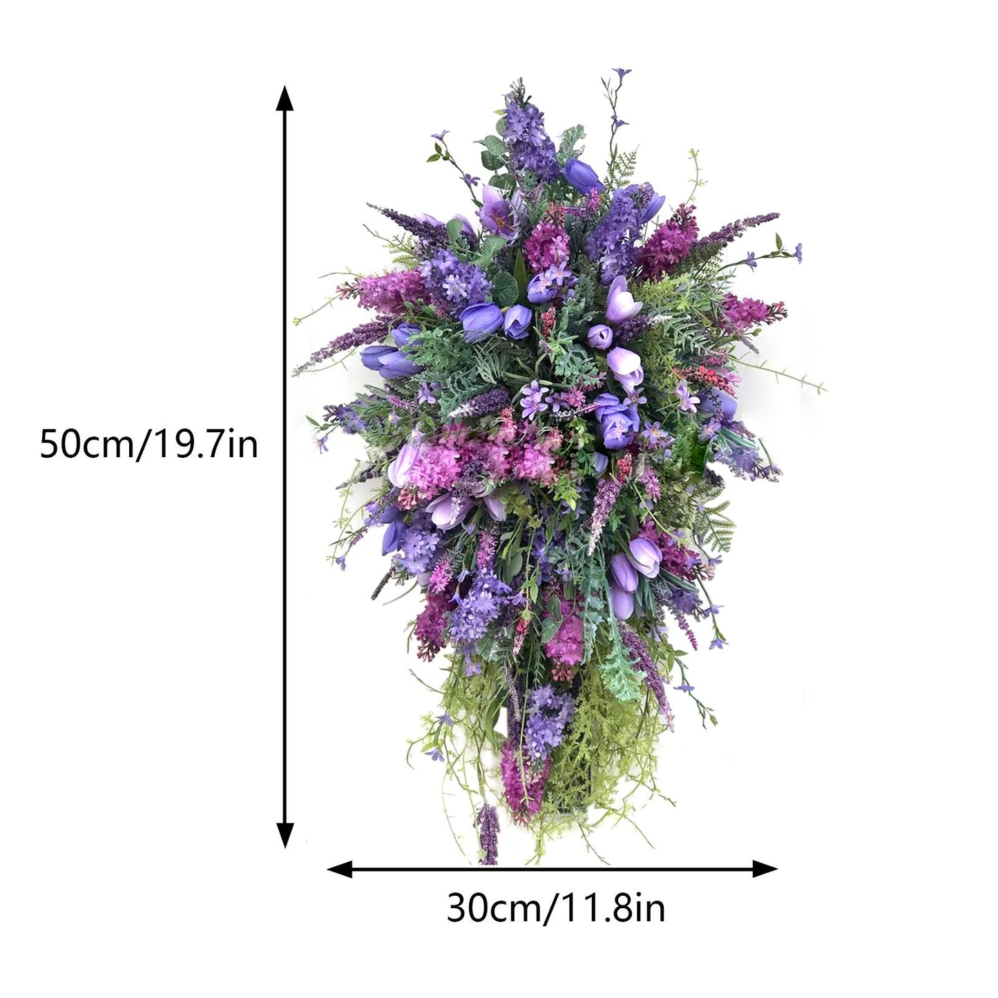 Artificial Flower Wreath Wreath with Lilacs Hyacinths Hydrangeas Spring Summer Floral Greenery Wreath A Small V1294-YM0523-220323DY02-1
