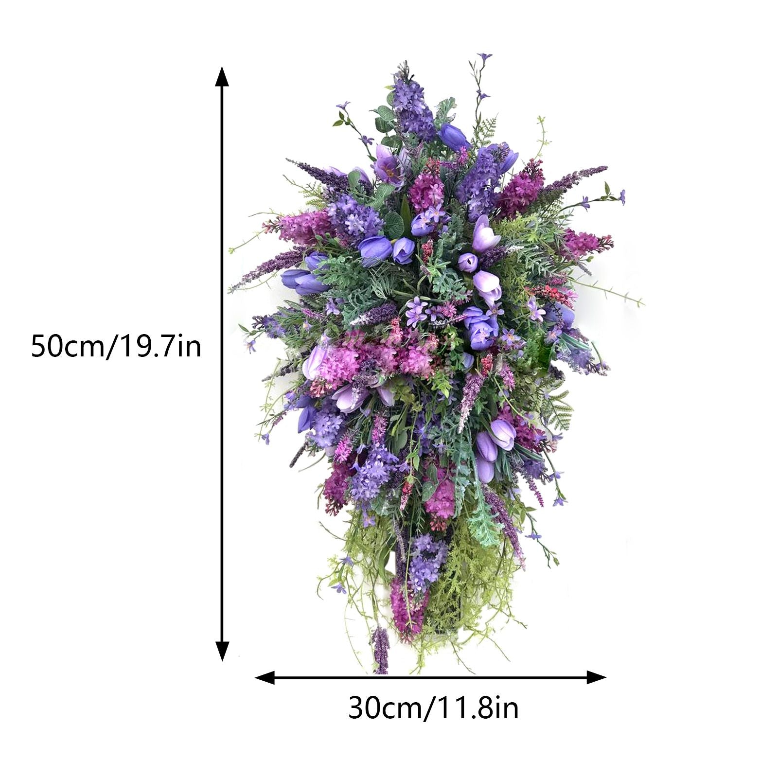 Artificial Flower Wreath Wreath with Lilacs Hyacinths Hydrangeas Spring Summer Floral Greenery Wreath A Small V1294-YM0523-220323DY02-1