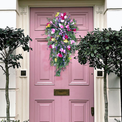 Artificial Flower Wreath Wreath with Lilacs Hyacinths Hydrangeas Spring Summer Floral Greenery Wreath A Small V1294-YM0523-220323DY02-1