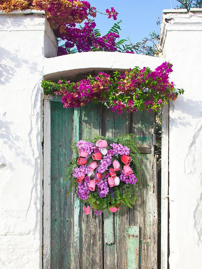 Artificial Flower Wreath Wreath with Lilacs Hyacinths Hydrangeas Spring Summer Floral Greenery Wreath A Small V1294-YM0523-220323DY02-1