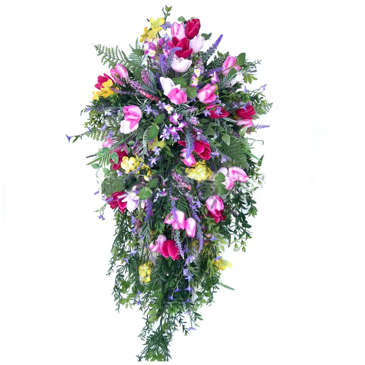 Artificial Flower Wreath Wreath with Lilacs Hyacinths Hydrangeas Spring Summer Floral Greenery Wreath E Large V1294-YM0523-220323DY02-10
