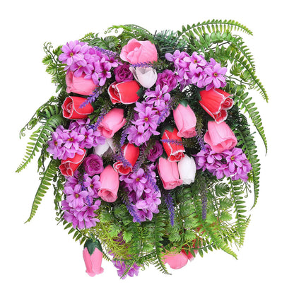 Artificial Flower Wreath Wreath with Lilacs Hyacinths Hydrangeas Spring Summer Floral Greenery Wreath E Large V1294-YM0523-220323DY02-10