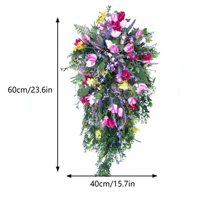Artificial Flower Wreath Wreath with Lilacs Hyacinths Hydrangeas Spring Summer Floral Greenery Wreath E Large V1294-YM0523-220323DY02-10