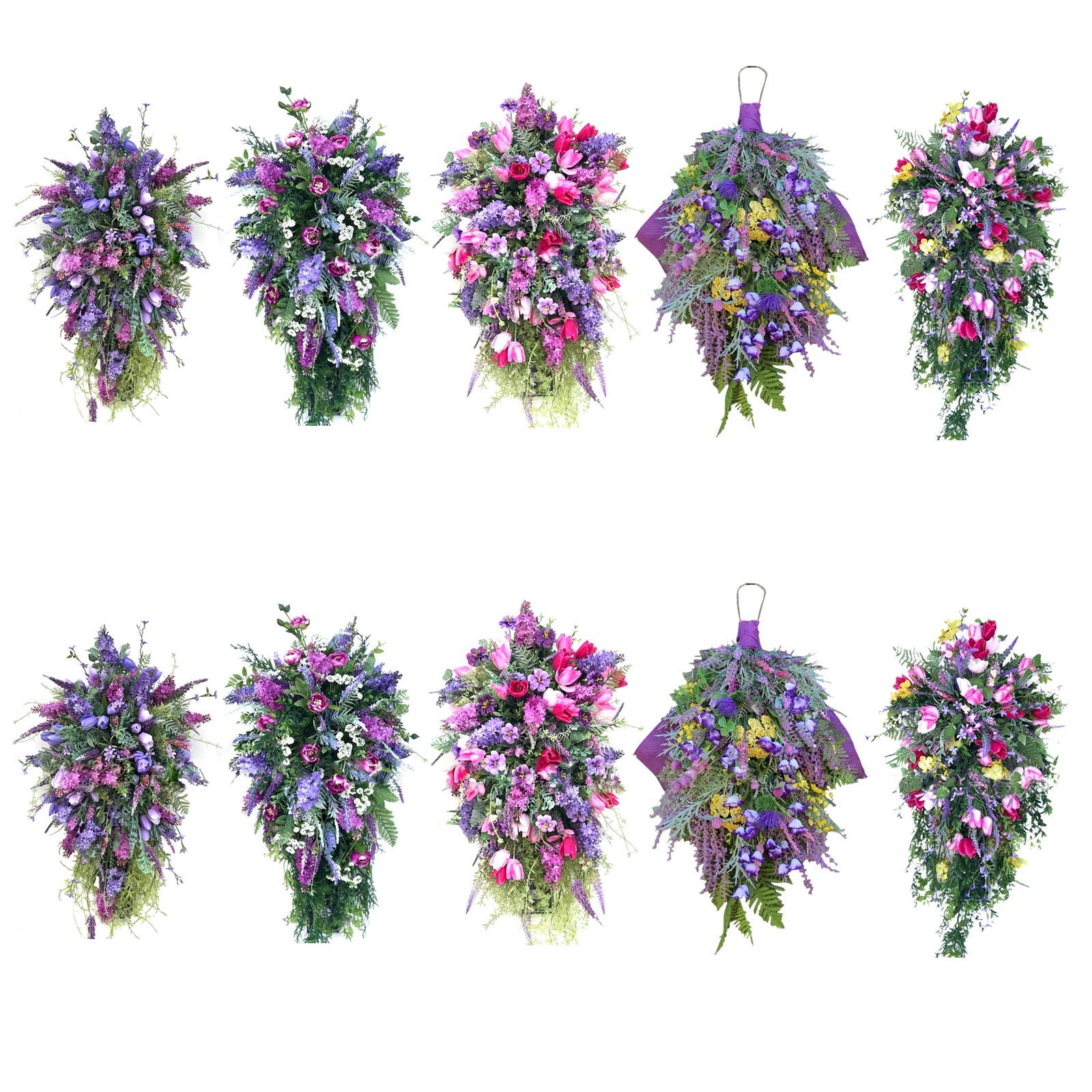 Artificial Flower Wreath Wreath with Lilacs Hyacinths Hydrangeas Spring Summer Floral Greenery Wreath E Large V1294-YM0523-220323DY02-10